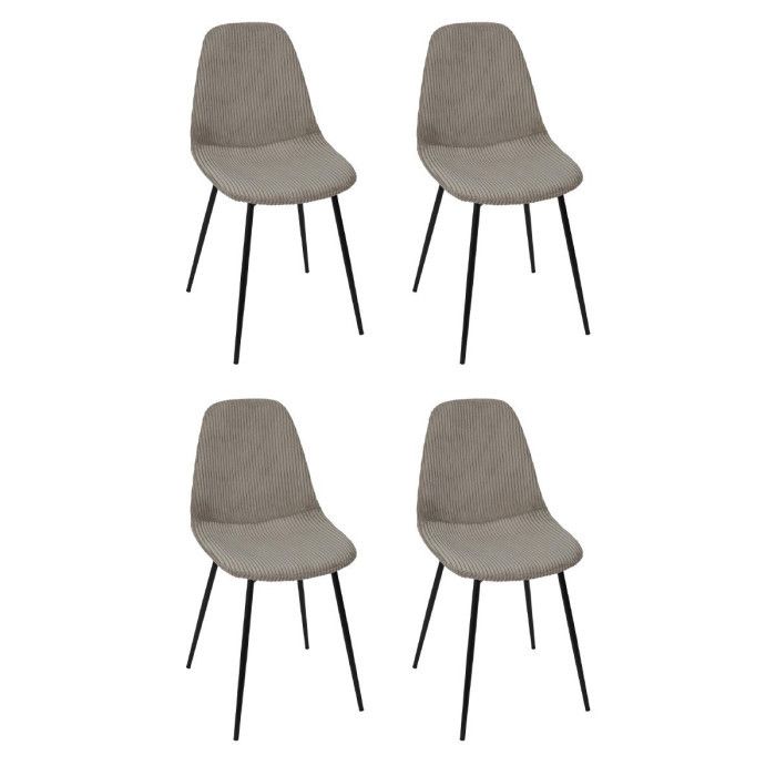 Lot de 4 Chaises Côtelé "Scott" 85cm Taupe