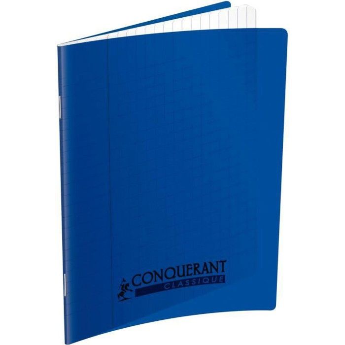 Cahier - CONQUERANT - Seyès - 140 pages - 90 g/m² - Couverture polypropylène bleu