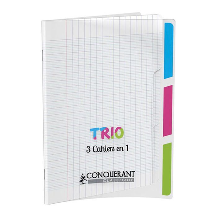 Cahier - CONQUERANT CLASSIQUE - 3 en 1 - 170 x 220 mm - Seyès - Noir