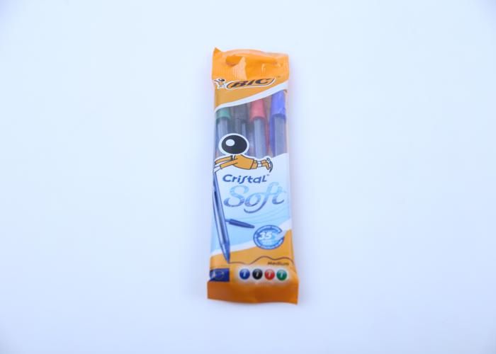 Stylo à bille - BIC - Cristal SOFT - 1.2 mm - Multicolore - Pack de 4