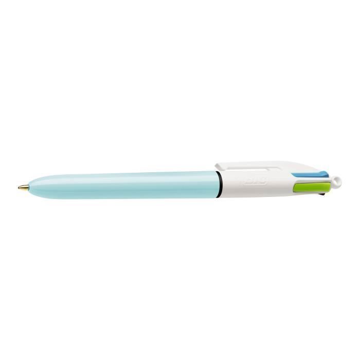 BIC 4 Couleurs FUN Stylo bille 4 couleurs rose, turquoise, violet, vert citron 1 mm moyen rétractable