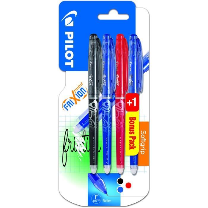 Rollers effaçables - PILOT - Frixion Point X3 +1 - Pointe Fine - Encre assortie - Rechargeable