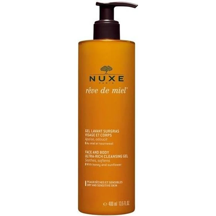 Gel lavant surgras - NUXE - Rêve de Miel - 400ml - Peau sèche et sensible - Hypoallergénique