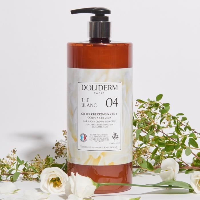 Gel douche - Doliderm - Thé Blanc - 2 en 1 - Beurre de karité - Extrait de thé antioxydant