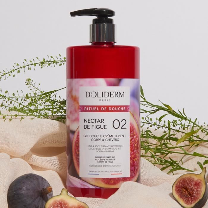 Gel douche - Doliderm - Nectar de Figue - Sans alcool - Flacon - Hydratation optimale