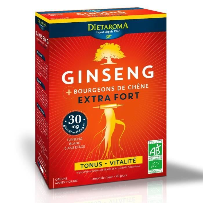 Ginseng Extra Fort Bio - Tonus et Vitalité 20 ampoules - Dietaroma