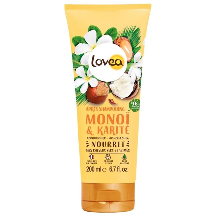 Lovea Après-shampoing 200ml avec monoi et huile de karite, cheveux secs et abîmés