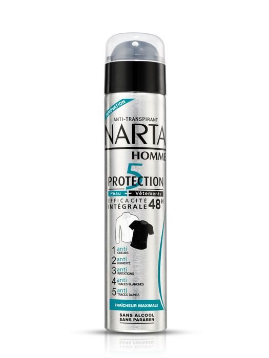 Déodorant Spray Anti-Transpirant - Narta - Homme Protection 5 - 200ml - 48h - Sans alcool