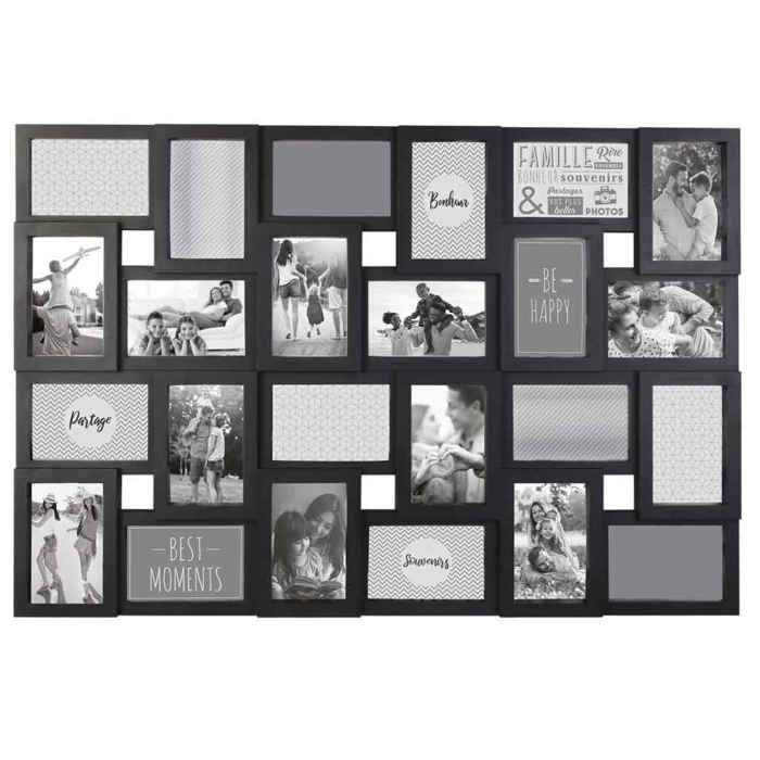 Pêle-mêle moderne en plastique - Noir - 24 vues - 57x86x3 cm