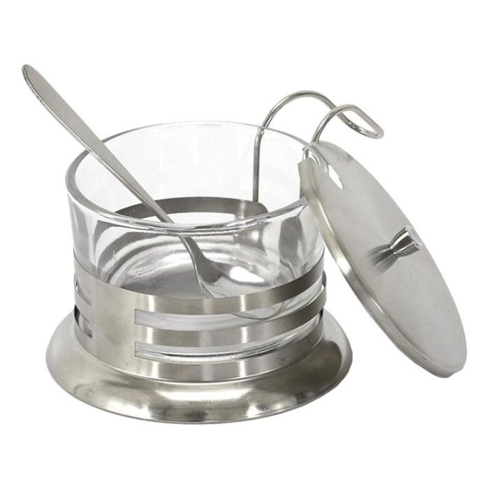 Distributeur - Home Deco Factory - KA4772 - Pot à parmesan - Cuillère incluse - Gris inox et transparent