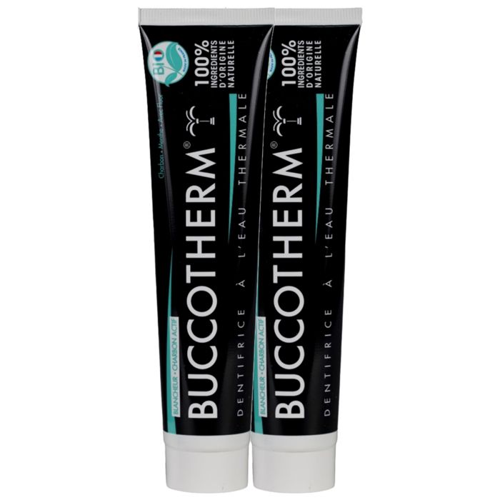 Dentifrice - Buccotherm - Blancheur Charbon - Lot de 2 x 75ml - Naturel - Menthe fraîche