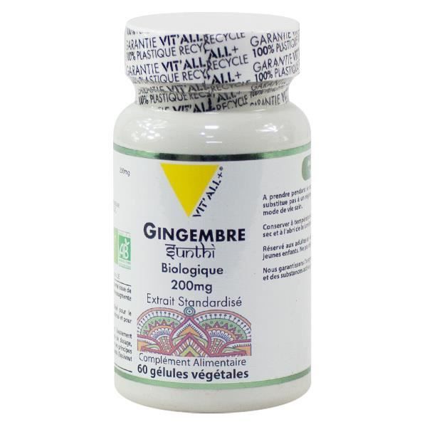 Vit'all+ Gingembre Bio 200mg 60 gélules végétales
