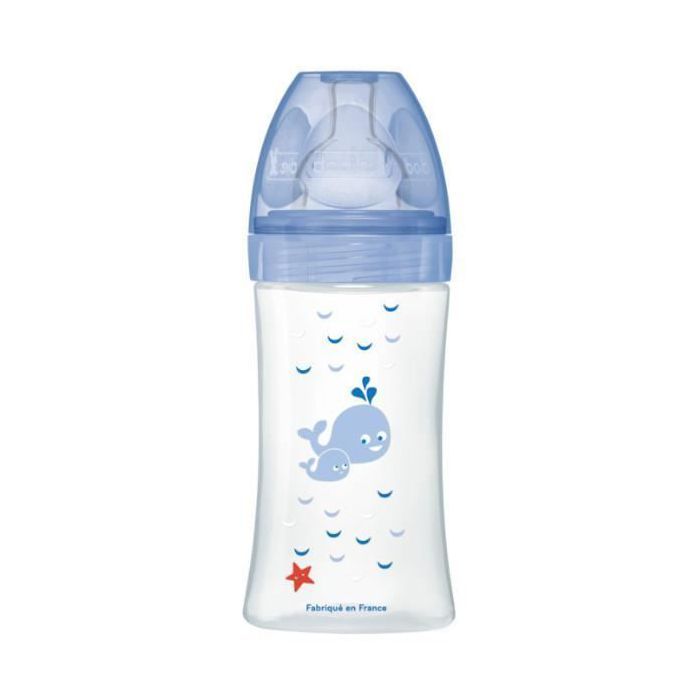 Biberon Dodie Sensation+ Anti-Coliques +0m Baleine 270ml - Bleu - Débit Moyen - Plastique
