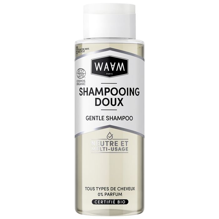 WAAM Cosmetics - Shampooing doux sans sulfate - Tout types de cheveux - Certifié BIO ECOCERT - Vegan - 400ml