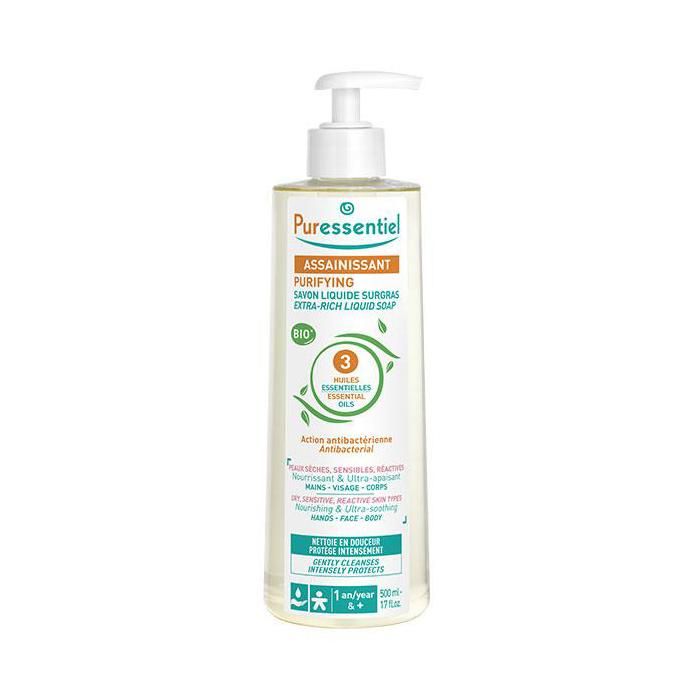 Puressentiel Assainissant Savon Liquide Surgras Aux 3 Huiles Essentielles Bio 500ml