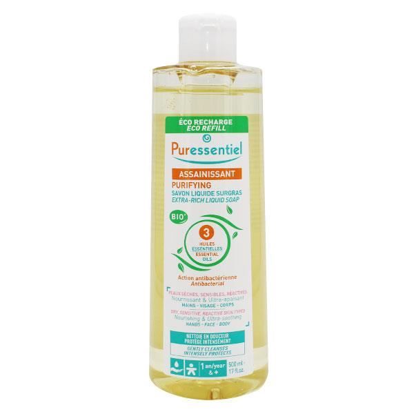 Savon Liquide - Puressentiel - Eco-Recharge 500ml - 3 Huiles Essentielles Bio - Hypoallergénique - Mixte