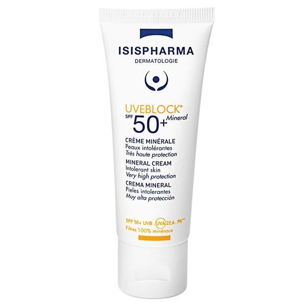 Crème solaire - Isispharma - Uveblock - SPF50+ - 100% minérale - Hypoallergénique