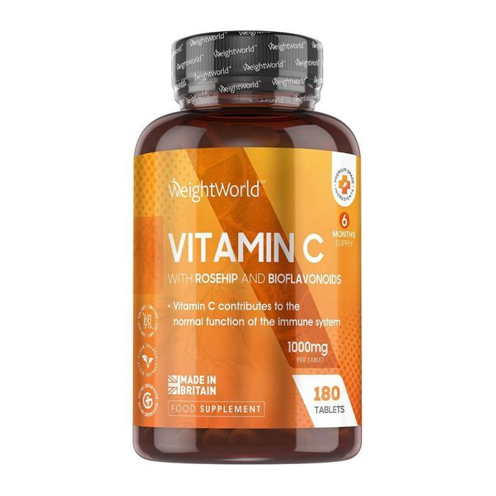 Vitamine C 1000mg 180 Comprimés Vegan (6 mois) Dosage Élevé & Hautement