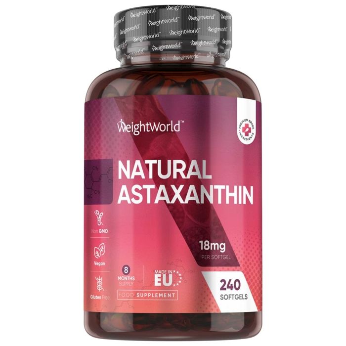 Astaxanthine Pure - 180 Gélules Vegan Sans Gluten Hautement Absorbables - Issue de la Micro Algue Haematococcus Pluvialis 18mg