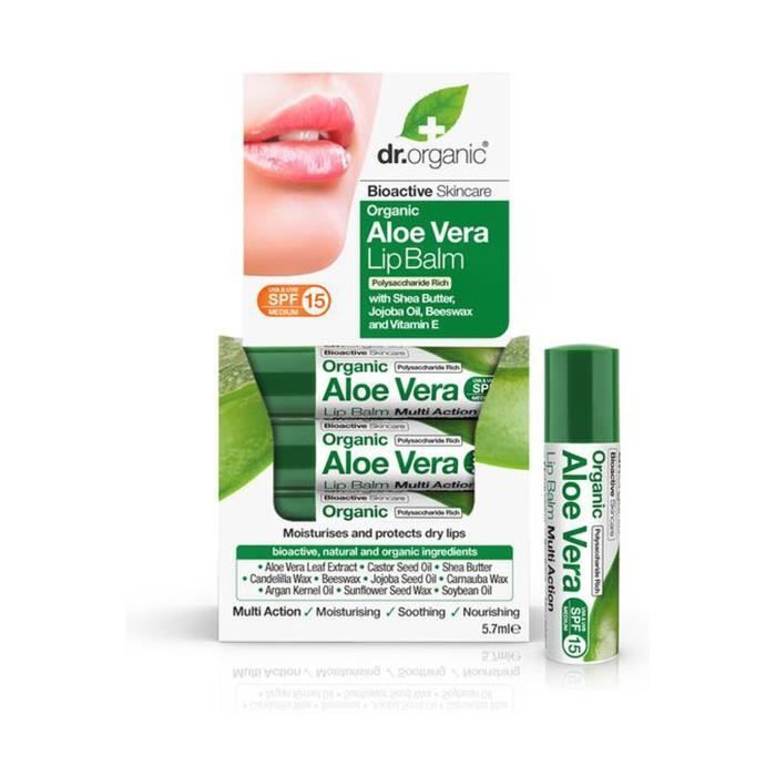 Dr. Organic+Aloe Vera bio - Baume à lèvres 5,7 g