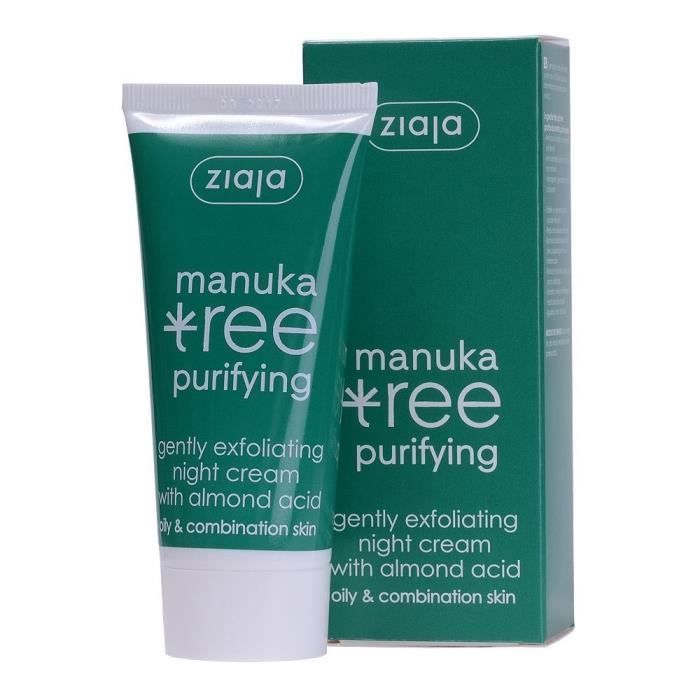 Crème nuit ZIAJA Tree Manuka - Peaux grasses et mixtes - 50 ml - Hydratante et exfoliante