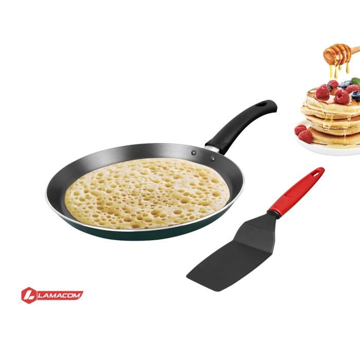 Crêpière - Lamacom - Émeraude - Anti-adhésif - 21 cm - Tous feux sauf induction