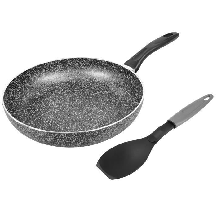 Poêle - Moulaty - Ø28 cm - Granite - Anti-adhésif - Couvercle inclus