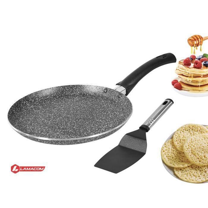 Crêpière - LAMACOM - Moulaty Granite - Ø24 cm - Anti-adhérente - Tous feux compatibles