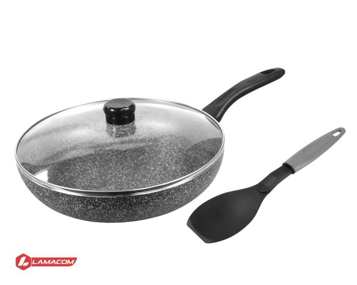 Poêle - LAMACOM - Moulaty - Ø26 cm - Antiadhésif sans PFOA - Manche en inox