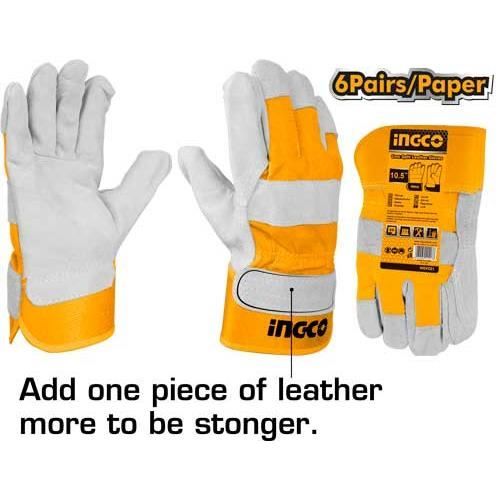 INGCO GANTS EN CUIR DE VEAU RETOURNÉ GANTS EN CUIR - HGVC01 - Gris-Jaune