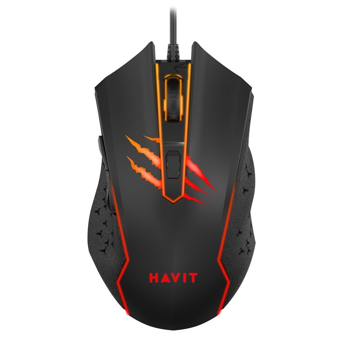 GAMENOTE MS1027 Souris gamer 6 boutons, 2400 DPI, optique, filaire USB, rétroéclairage LED