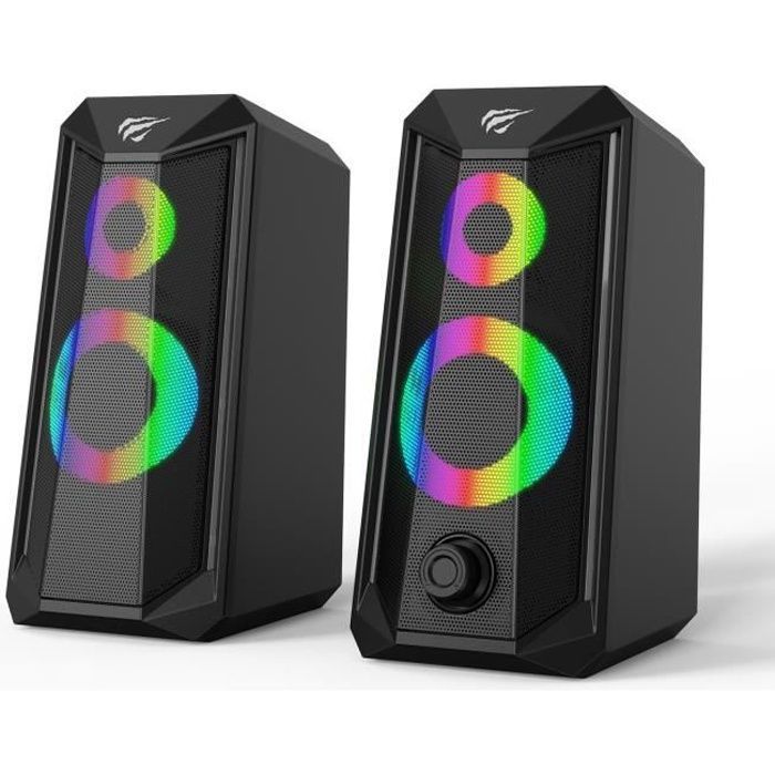 Haut-parleur stéréo 2.0 - GAMENOTE - SK202 - Rétroéclairage RGB - Filaire - USB et jack 3,5 mm
