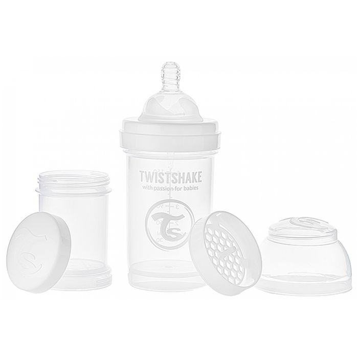 Biberon anti-colique Twistshake - 180 ml - Sans BPA - Blanc