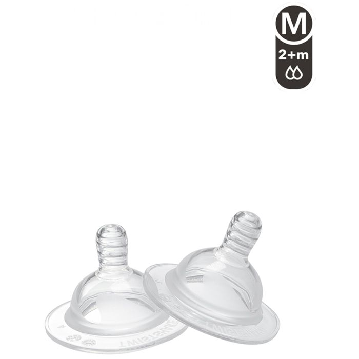Twistshake Tétine Anti-Colique - Bébé-2 Pcs(Taille Moyenne)-Tétines de biberon-Structure semblable à celle du sein-Doux sans BPA-2m+