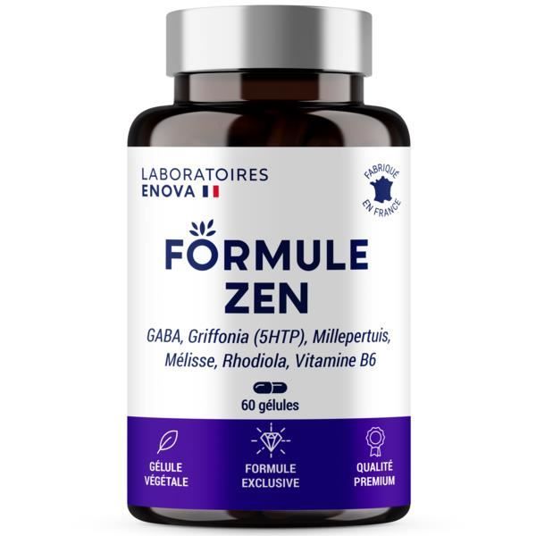 FORMULE ZEN - GABA, Griffonia (5-HTP), Millepertuis, Mélisse, Rhodiola, Vitamine B6