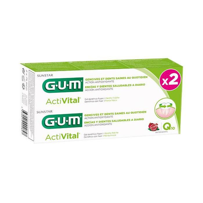 Gum ActiVital Dentifrice Gel Lot de 2 x 75ml