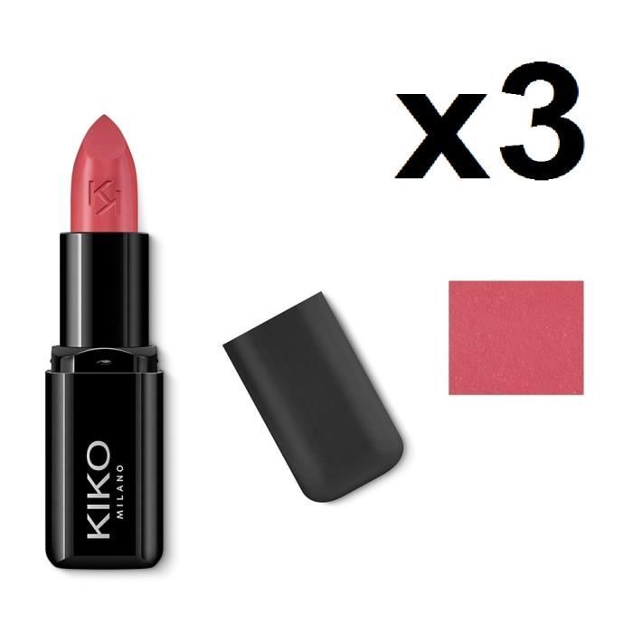 KIKO Lot 3 SMART FUSION LIPSTICK N°407 Rosewood Rouge à lèvres riche et nourrissant au fini lumineux