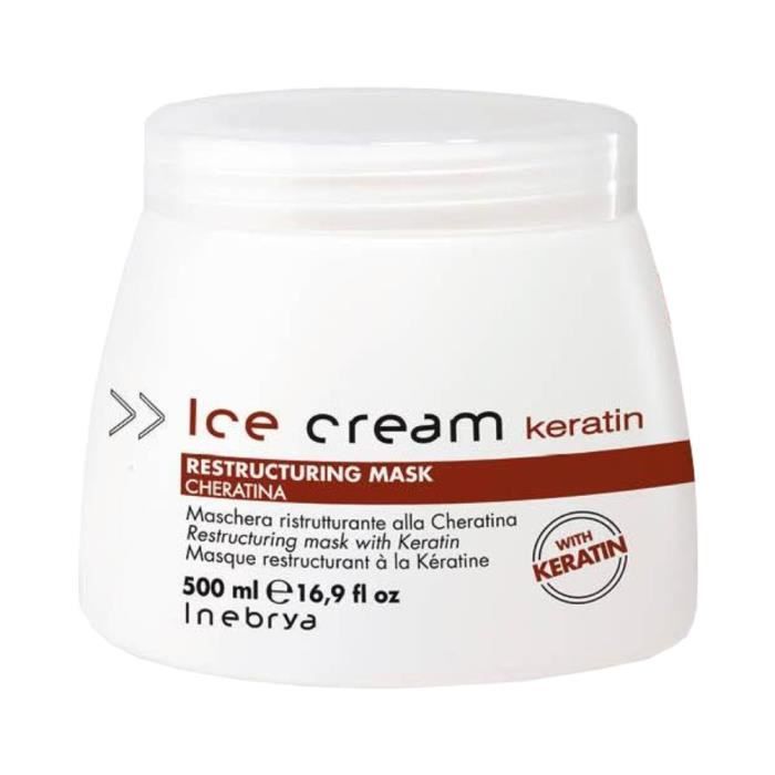 Masque restructurant - Inebrya - 500ml - Kératine - Cheveux abîmés - Mixte
