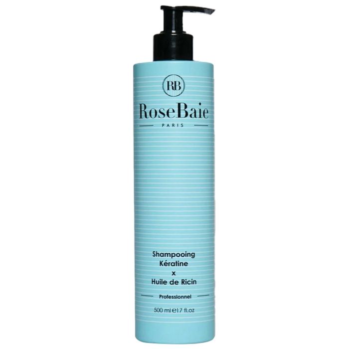 Shampooing - RoseBaie - Keratine et Huile de Ricin - 500 ml - Sans sulfate - Hydratant