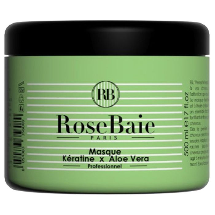 Masque capillaire - RB ROSEBAIE PARIS - Kératine Aloe Vera - 500 ml - Sans parabène - Tous types de cheveux