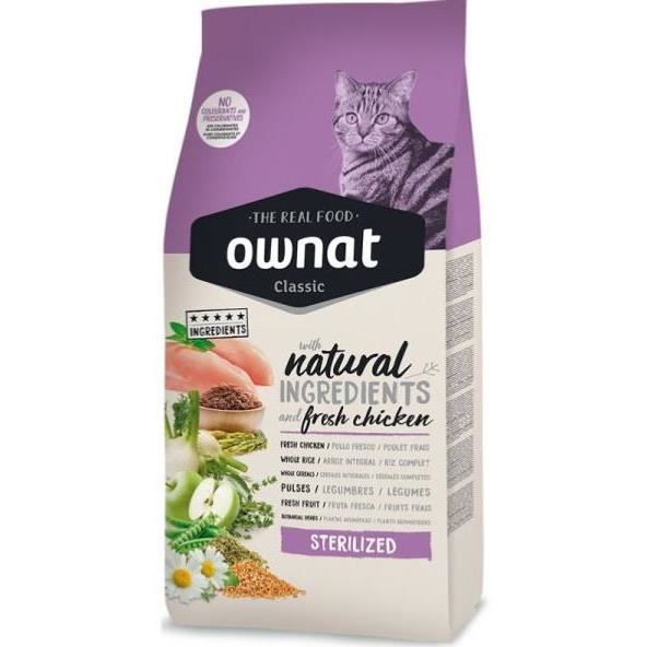 Croquettes pour chat - OWNAT CLASSIC - Stérilisé - 15kg - Allégées pour surpoids