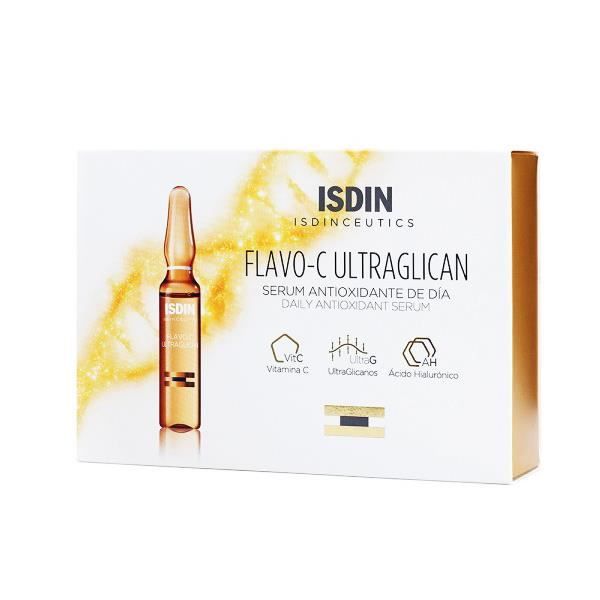 Sérum visage - Isdin - Flavo-C Ultraglican - 10 ampoules - Vitamine C - Acide hyaluronique