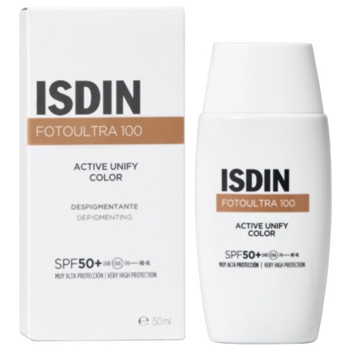 Fluide solaire dépigmentant - Isdin - FotoUltra 100 Activ Unify Color - SPF50+ - Teintée - 50 ml