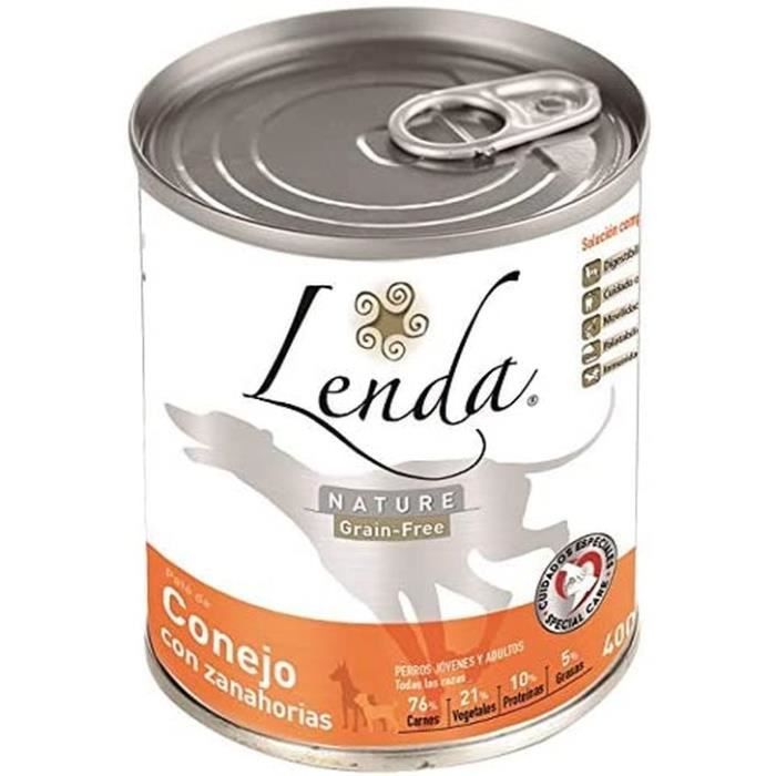 Alimentation Humide Pour Chiens - Lenda - Lapin Avec Carottes - Sans Céréales - 400 Gr