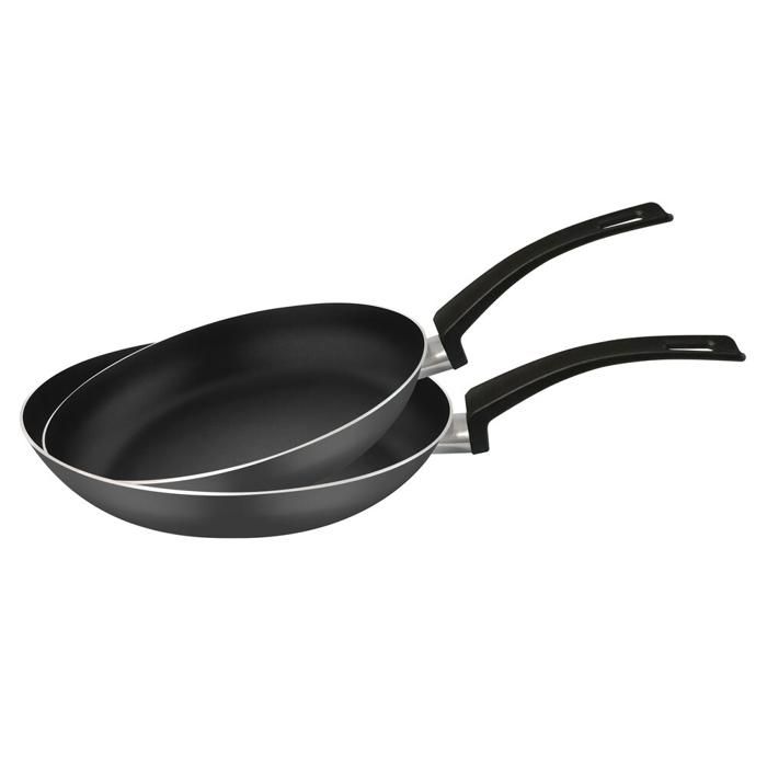 Set de 2 poêles - ROSETTA - 20cm et 24cm - Aluminium léger - Revêtement anti-adhésif - Gris