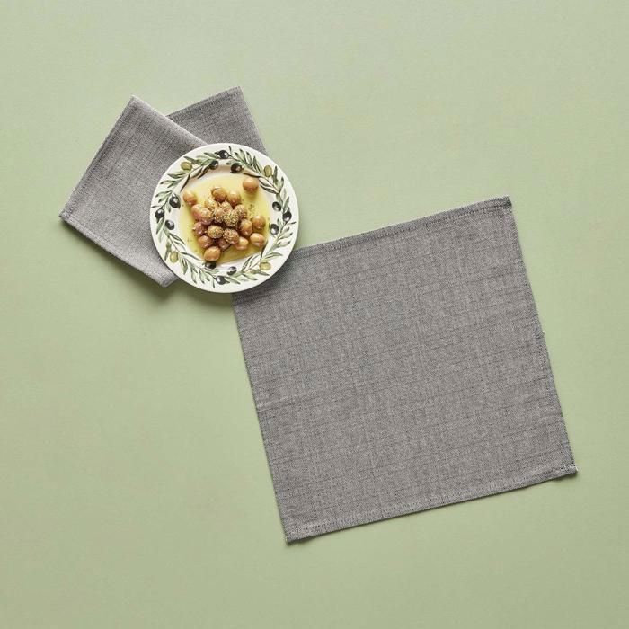 Serviette de table - BELLA MAISON - Lot de 2 - Noir - 15 x 20 cm - Lavable