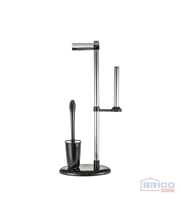 Ensemble support brosse WC et porte-papier toilettes -Noir