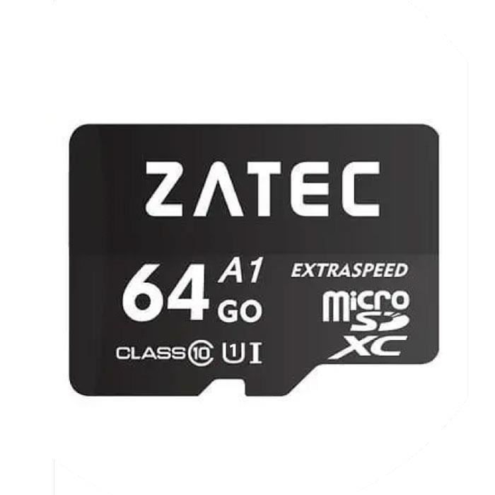 Carte Mémoire - ZATEC - Micro SD 64Go - Classe 10 - Vitesse de lecture jusqu'à 90 Mo/s - Noir
