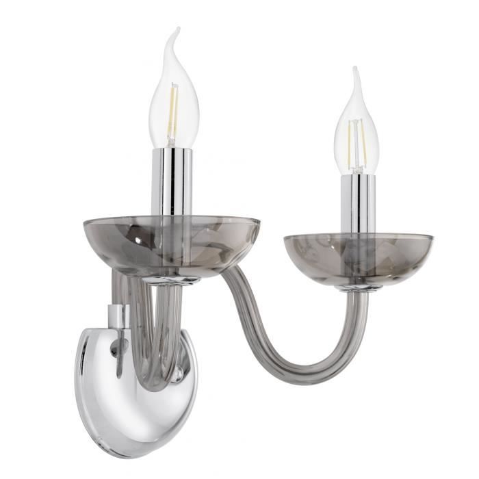 Lustre suspension en cristal - Eglo - FALCADO - Noir-Transparent - 2 ampoules - E14 40W