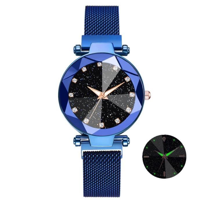 Montre de Luxe Ciel Étoilé Magnétique Pour Femmes - Bleu - Quartz - Acier - Mixte - Vintage